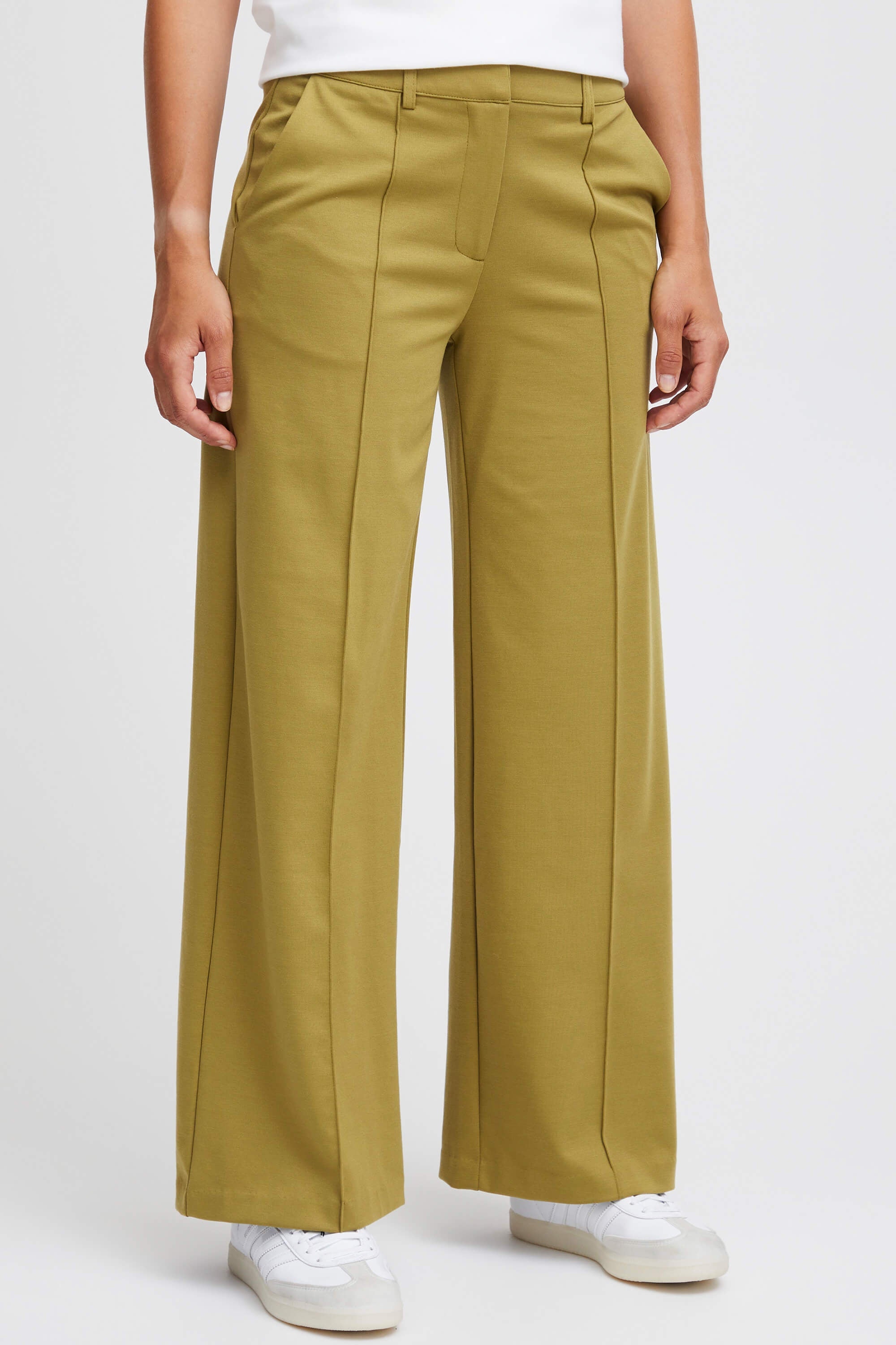 Ichi Kate Office Wide Trousers Green Moss