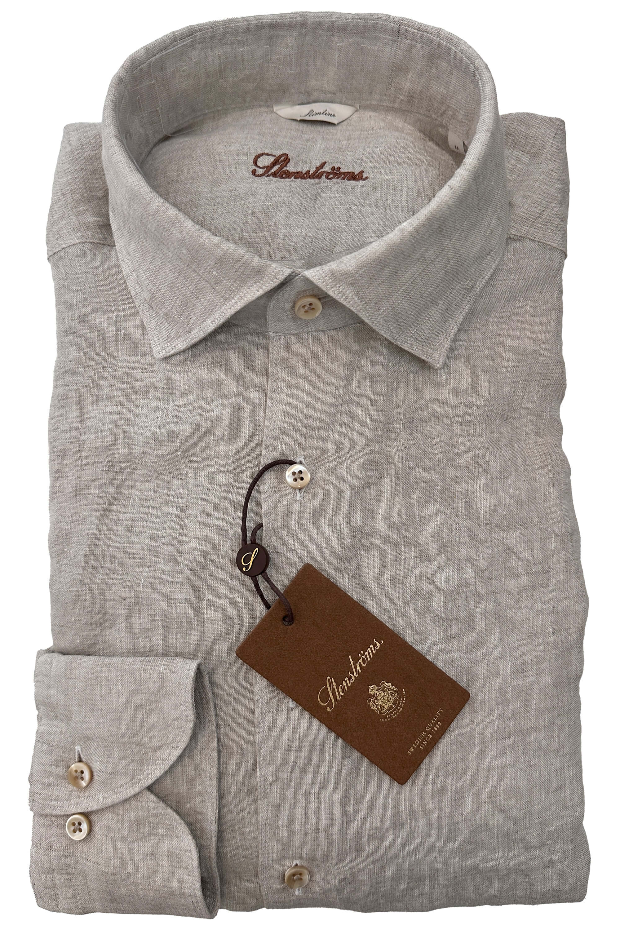 Stenstroms Plain Beige Linen Shirt